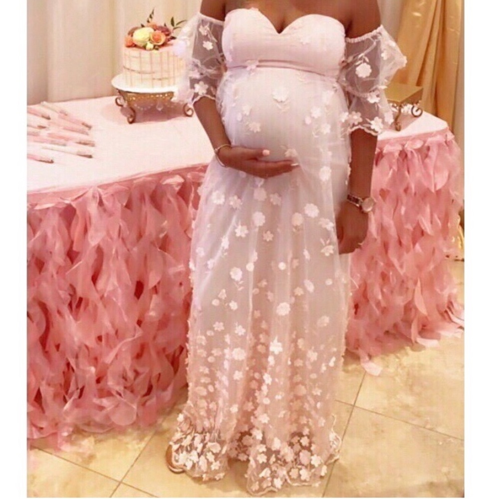 Flower Mesh Maxi Dress